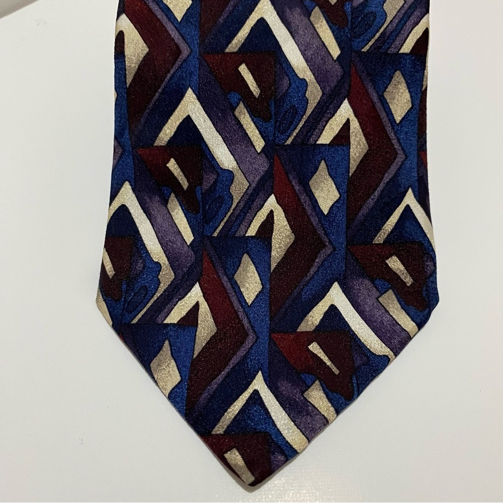 Vintage Como Collezione 100% Silk Tie — Made in USA, Abstract Print